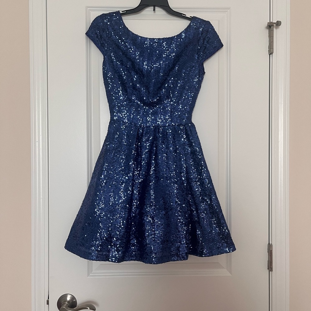 Royal Blue Sequined Mini Dress